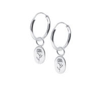 Chrysanthemum Birth Flower Silver Hoop Earring Charms HO-2705